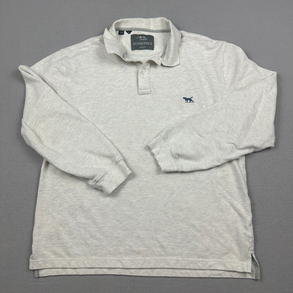 Rodd & Gunn Polo Shirt Men Extra Large Gray Long Sleeve Sports Fit Dog Logo XL